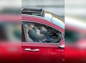  Truck driver catches a busty chick masturbating 