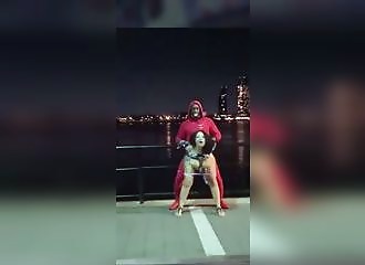 Blackette with big tits fucked all over New York