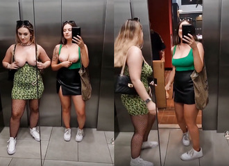 Risky exhibitions in an elevator (compil)